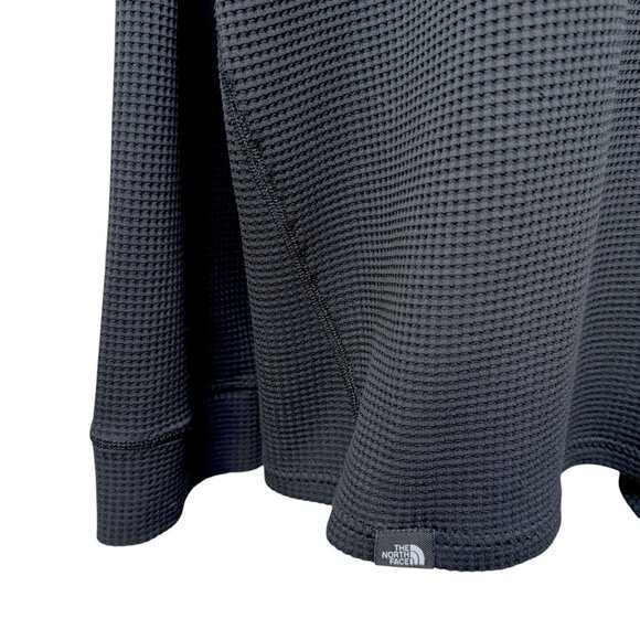 The North Face Mens Henley XXL Black Waffle Knit Long Sleeve Shirt Logo - Picture 9 of 11